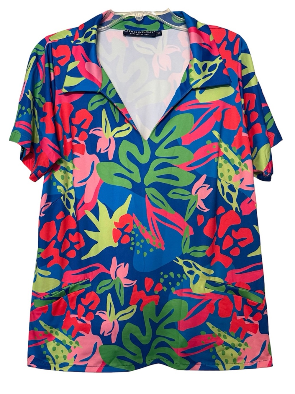 Katherine Way Tropical Scuba Top 2X Golf Resortwear Travel Shirt NWOT - Picture 2 of 8